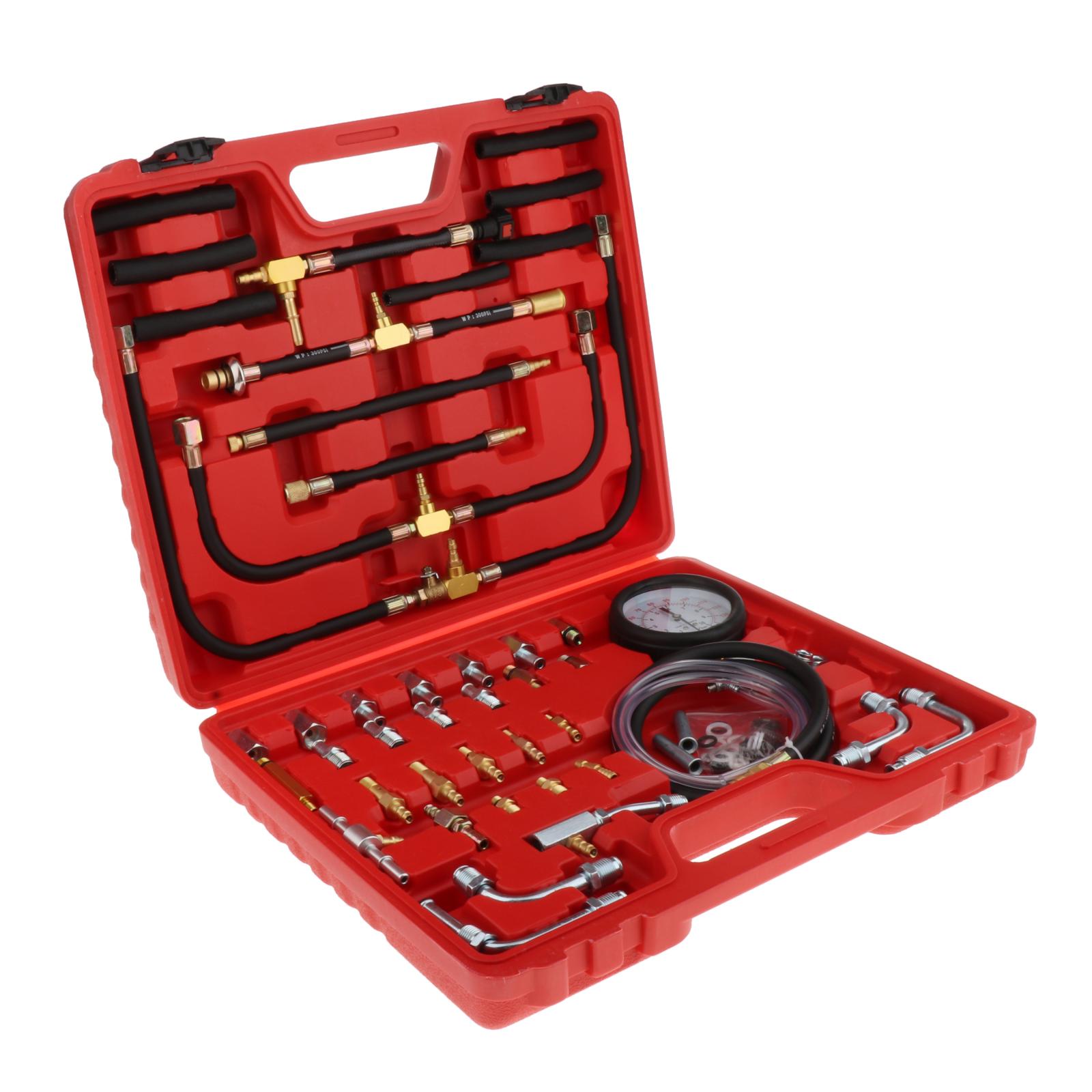 TU-443 Pro Fuel Injection Pressure Tester Gauge 0-140 PSI Fuel Line Fittings