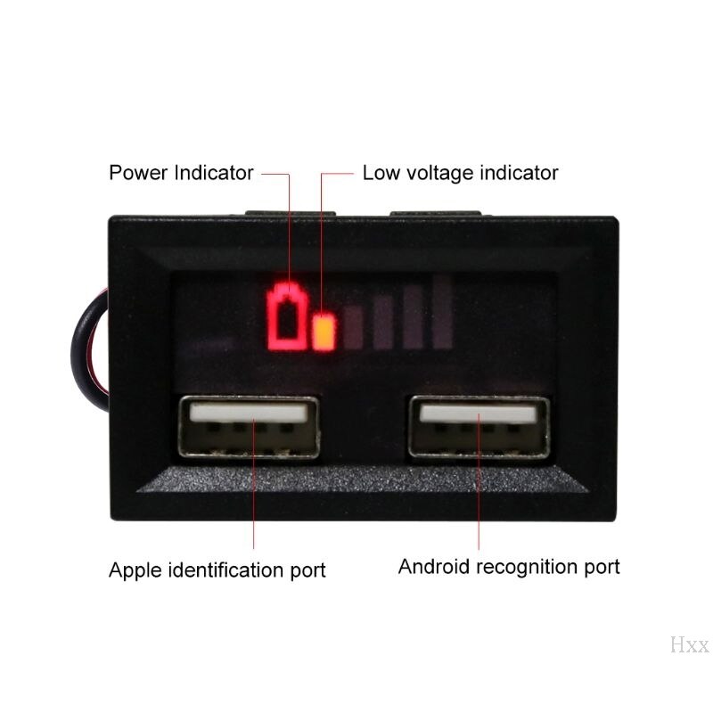 12V Lead Acid Battery Capacity Display Power Meter Gauge for Electric Motor Car with USB charging port