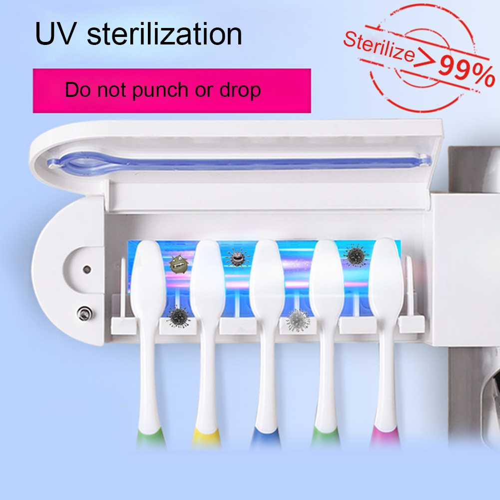 Tandenborstelsterilisator automatische tandpasta dispenser antibacteriële uv-licht ultraviolet dispenser tandenborstelhouder mondreiniger