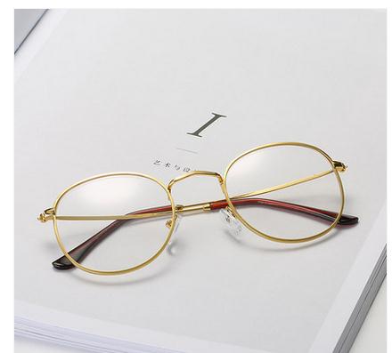 MINCL/Korean Tide Retro Glasses Frame Metal Round Box Golden Plain Retro Myopia Female Literary Tide eye Glasses LXL: gold