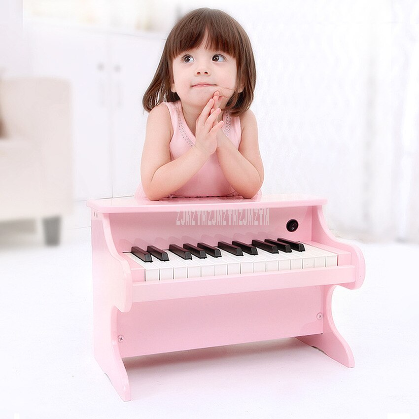 1-5 años bebé Mini 25 teclas de madera Piano juguete niños teclado de madera Piano niños pequeño instrumento Musical de juguete acústico: Rosa