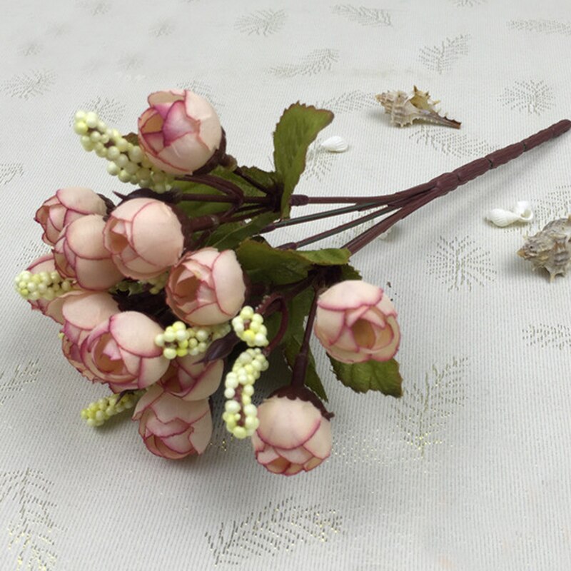 15 têtes de roses bractées simulation fleurs soie rose fleurs pour décoration maison mariage fête festival: Couleur jujube