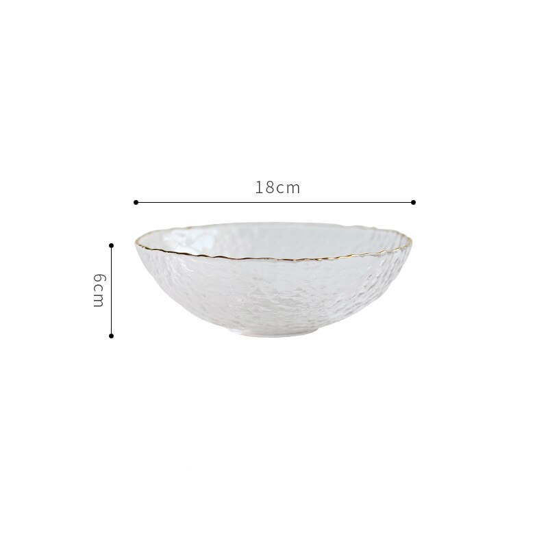Diamond-free Crystal Glass Bowl Nordic Phnom Penh Hammer Iced Glass Bowl Japanese Style Large Salad Bowl Household