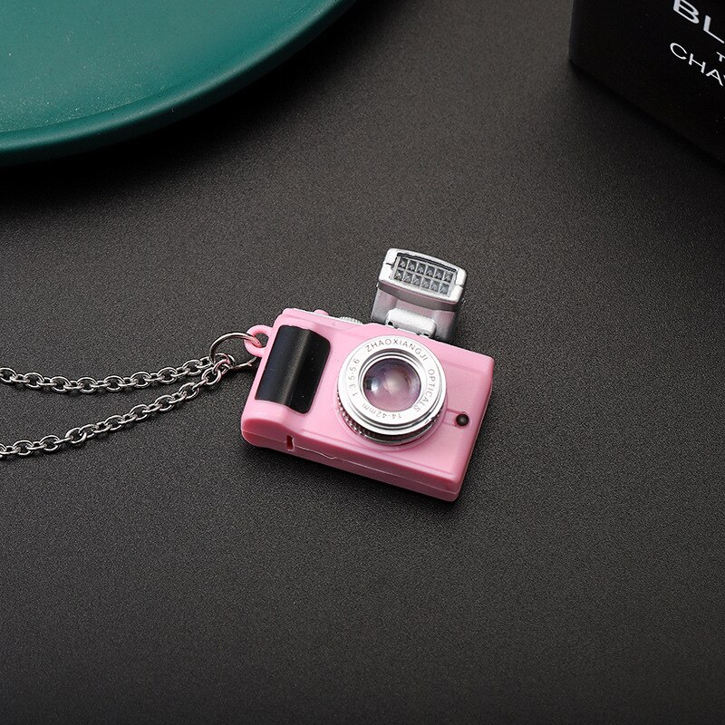 Simulazione creativa Kawaii Mini Camera LED Glow Sound Camera portachiavi collana pendente giocattoli regalo di compleanno: Colore rosa