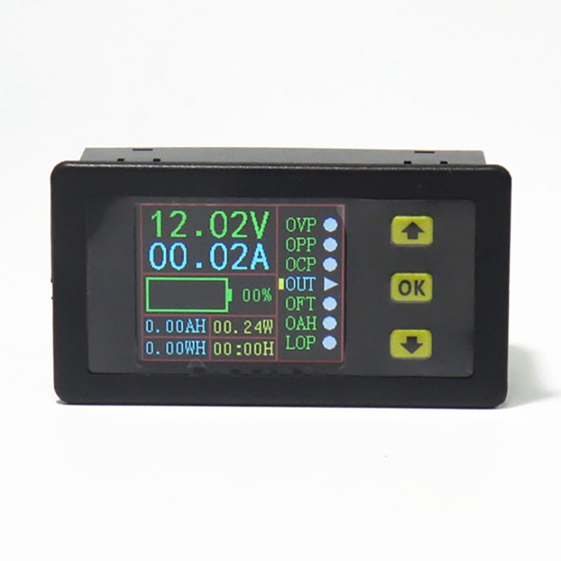 Charge-Discharge Monitor,DC 0-90V 0-20A LCD Color Screen Voltmeter Ammeter With Protection Function