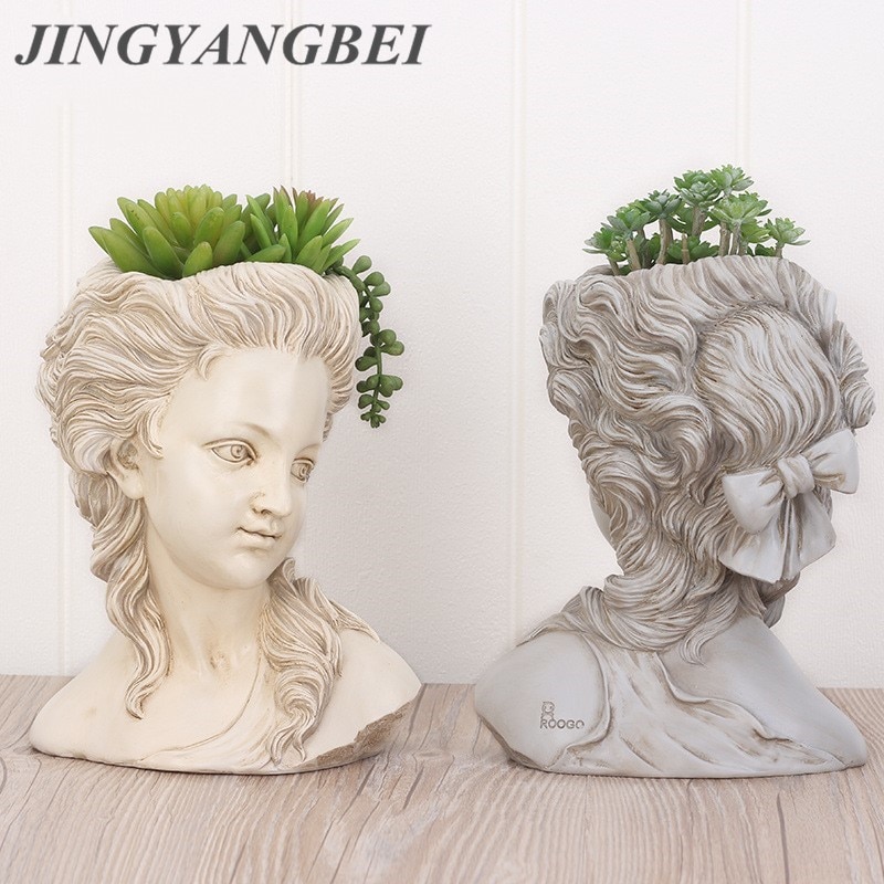 Maceta con cabeza de maceta para plantas suculentas, maceta de diosa griega para bonsái, macetas de jardín, artesanías de mano, decoración de escritorio para el hogar