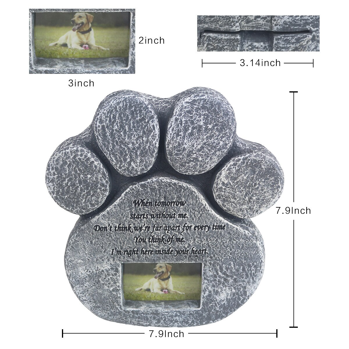Pierres tombales en forme d'empreinte de chien et chat, Souvenirs d'animaux avec mots à mémoire de forme, cadre Photo en résine pour décoration de cour de maison