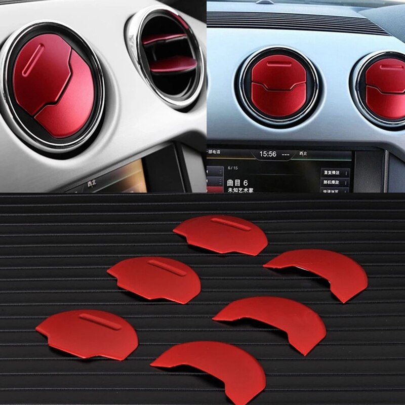 6x aluminium auto dashboard sierlijsten airco airconditioning ventilatierooster afdekring cirkelvormige sierlijst sticker geschikt voor ford mustang 15-17