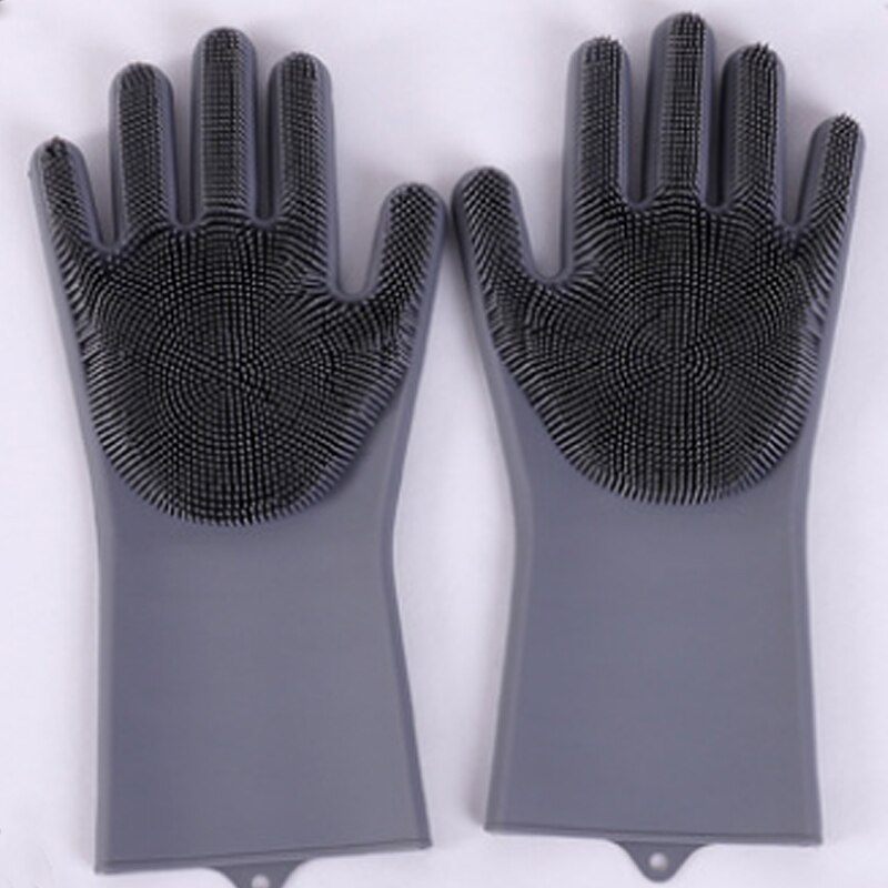 Gants de nettoyage de vaisselle antidérapants | 1 paire, gants de nettoyage de la vaisselle en caoutchouc de Silicone magique, gant de lavage de la vaisselle pour épurateur ménager, outil de nettoyage de la cuisine: Gris