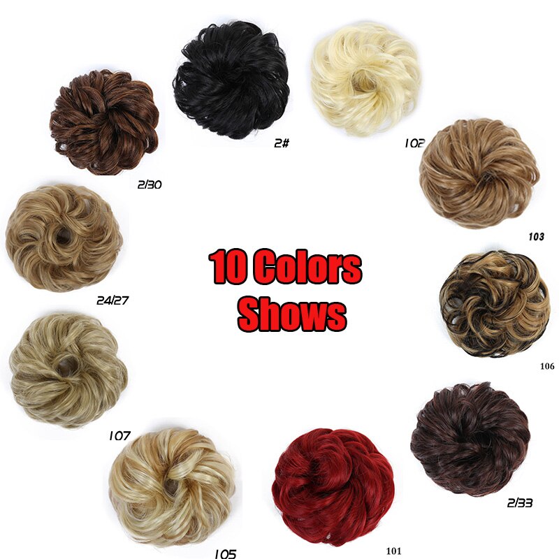 LUPU Women's Curly Chignon Messy Scrunchie Hair Bun Synthetic Hair Extensions Hairpieces High Temperture Fiber Black Brown