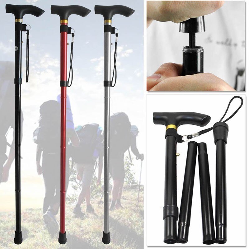 2Pcs/lot Folding Walking Stick Hiking Trekking Trail Ultralight Hiking Stick Trekking Poles Walking Cane 1Pair