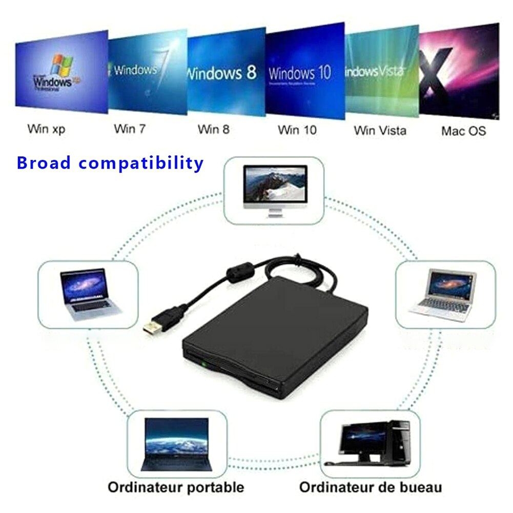 1.44 MB disquette 3.5 "USB lecteur externe lecteur de disquette Portable disquette FDD pour ordinateur Portable 3.5" lecteur de disquette externe