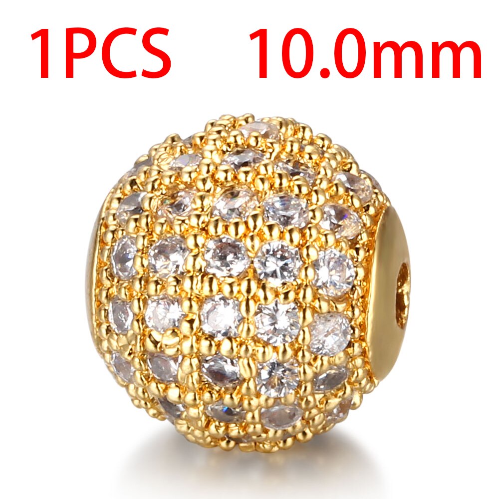 Available Separately / 8mm / 10mm Luxury Mini Pav AAA + Zircon European Gasket Beads, Round Charms For Bracelets And Jewelry: 10mm12