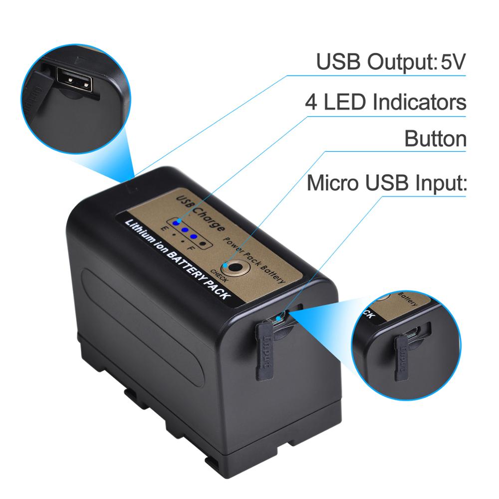 Batmax np -f770 np-f750 np f750 npf 770 batteri med usb ladeutgang til sony np  f970 f960 f550 f570 qm91d ccd -rv100 tru 47e