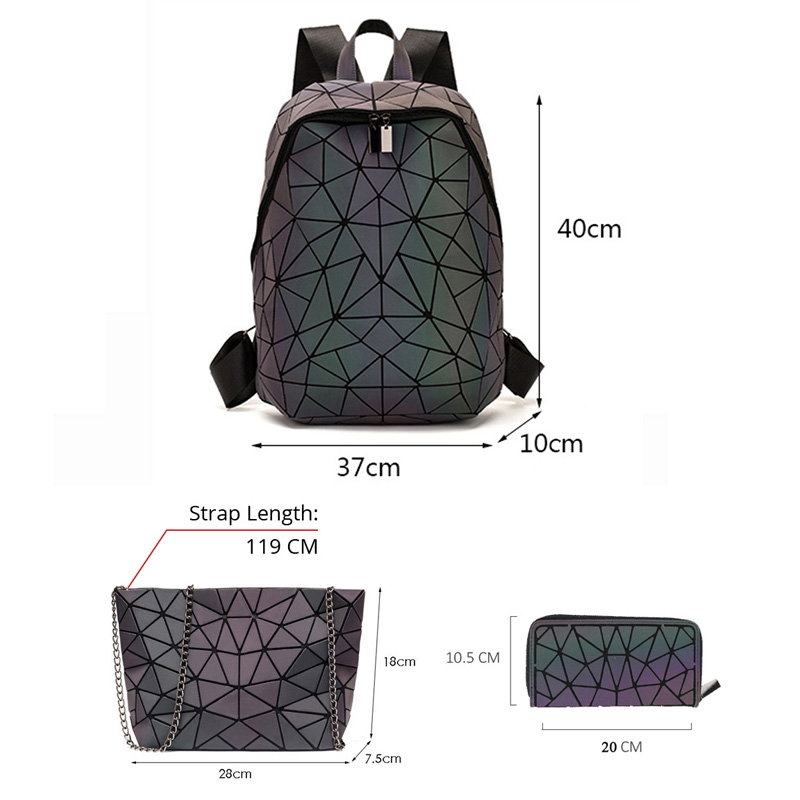 Leucht Rucksäcke Frauen Geometrische Laptop Rucksack Für Männer Schulter Rucksack Schule Holographische Rucksack Weibliche Trave Schule Tasche