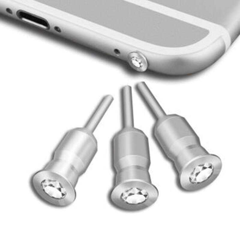 CatXaa 3.5mm Headphone Port Dust Plug Diamond CellPhone Earphone Jack Stopper Metal Headset Cover for Tablet PC MP3 MP4 Speaker