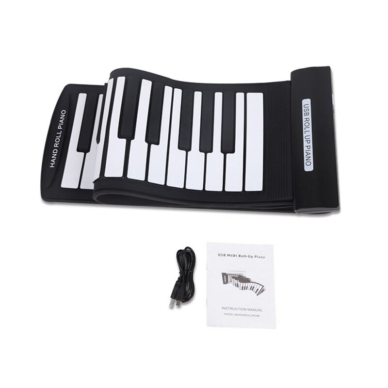 Teclado electrónico portátil con 61 teclas, Flexible, enrollable, USB, MIDI, rollo de Piano manual