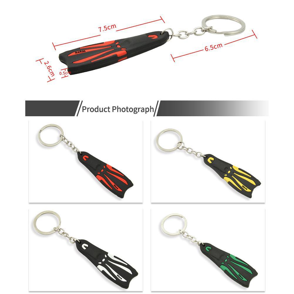 Llavero con aletas de buceo, soporte de acero de silicona para barco, Kayak, surf, navegación, accesorios de buceo