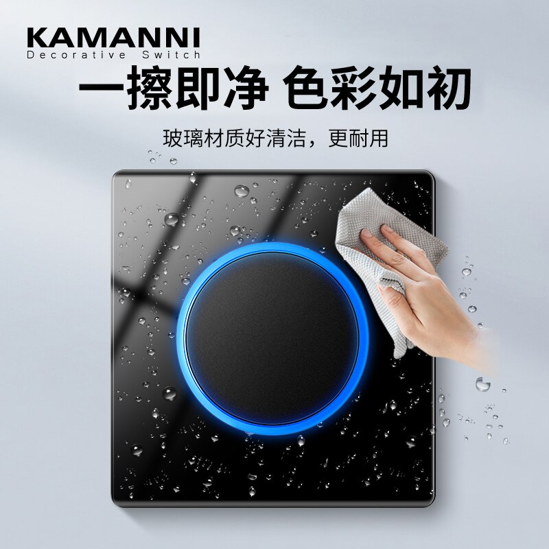 KAMANNI luxury light push button switches Glass panel Wall power light switch with indicator light 1 2 3 4 gang 1 2-way 220V