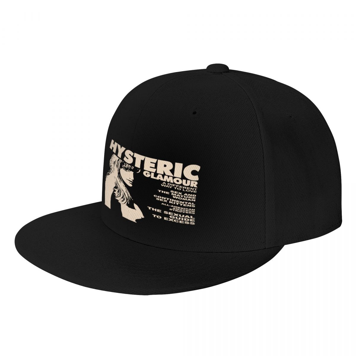 Boné de beisebol preto histérico glamour masculino, chapéu de maneira diferente, bonés esportivos: Preto