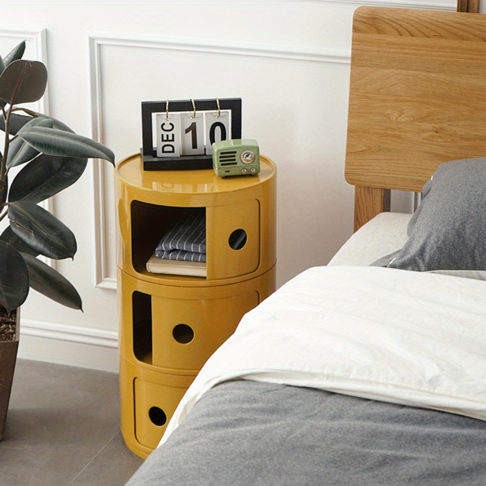 Armoire ronde avec portes coulissantes – Unité de rangement ronde à plusieurs niveaux pour salon et chambre à coucher
