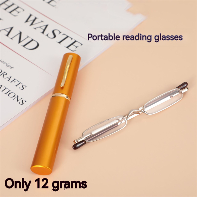 Penholder Presbyopic Glasses, Portable High-Definition Elderly Glasses, Fashionable and Wear-Resistant Metal Frame