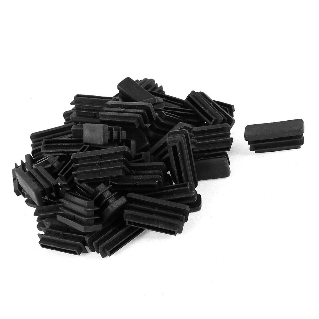 Plastic Rectangle Plug Furniture Tubing Protectors 10mm x 30mm 50 Pcs