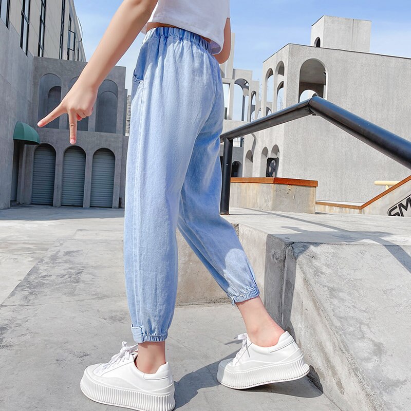 Jean ultra-fin en Denim pour adolescentes de 4-14 ans, pantalon crayon, de , Style décontracté, couleur unie