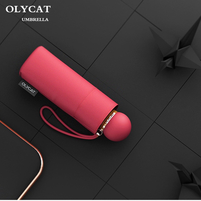 Olycatbrand Pocket Mini Uv-bestendig Vijfvoudige Opvouwbare Paraplu Voor Vrouwen Delicate Glasvezel Zonnige En Regenachtige Paraplu