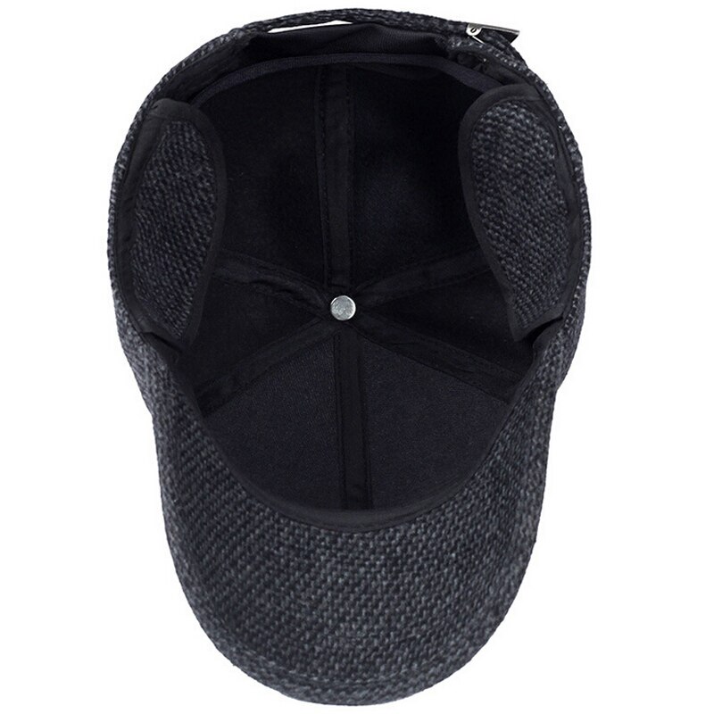 Nouveaux hommes hiver chapeau casquette de Baseball avec des rabats d'oreille mâle tricoté casquette hommes os casquette Snapback épais noir papa chapeaux pour père