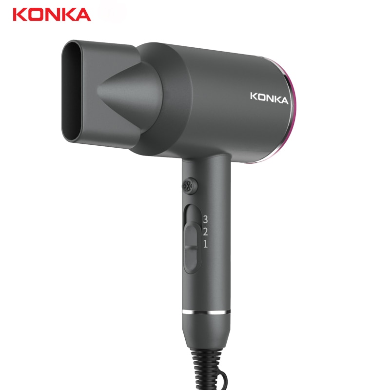 KONKA 1600W Salon Grade Hair Dryer DC Motor Negative Ionic Blow Dryer with 2 Speed 3 Heat Settings Cool Button