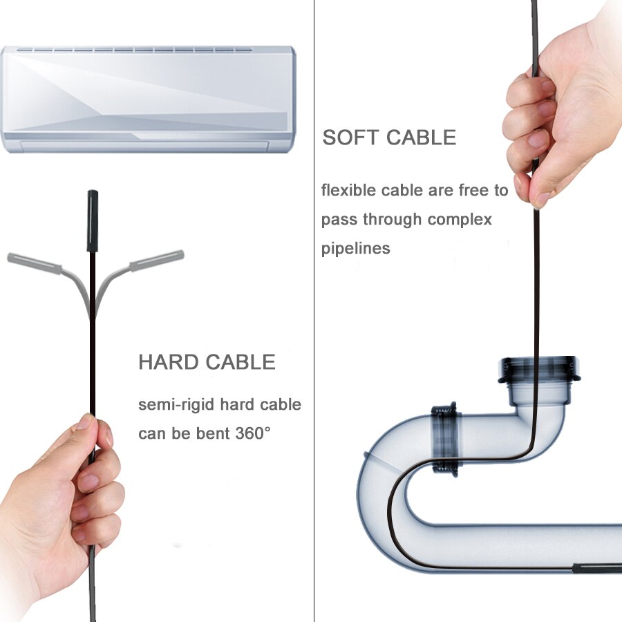 FUERS WIFI Endoscope Camera HD 1200P 8mm Waterproof Hard Cable Inspection Mini Camera For IOS Android Windows Endoscope