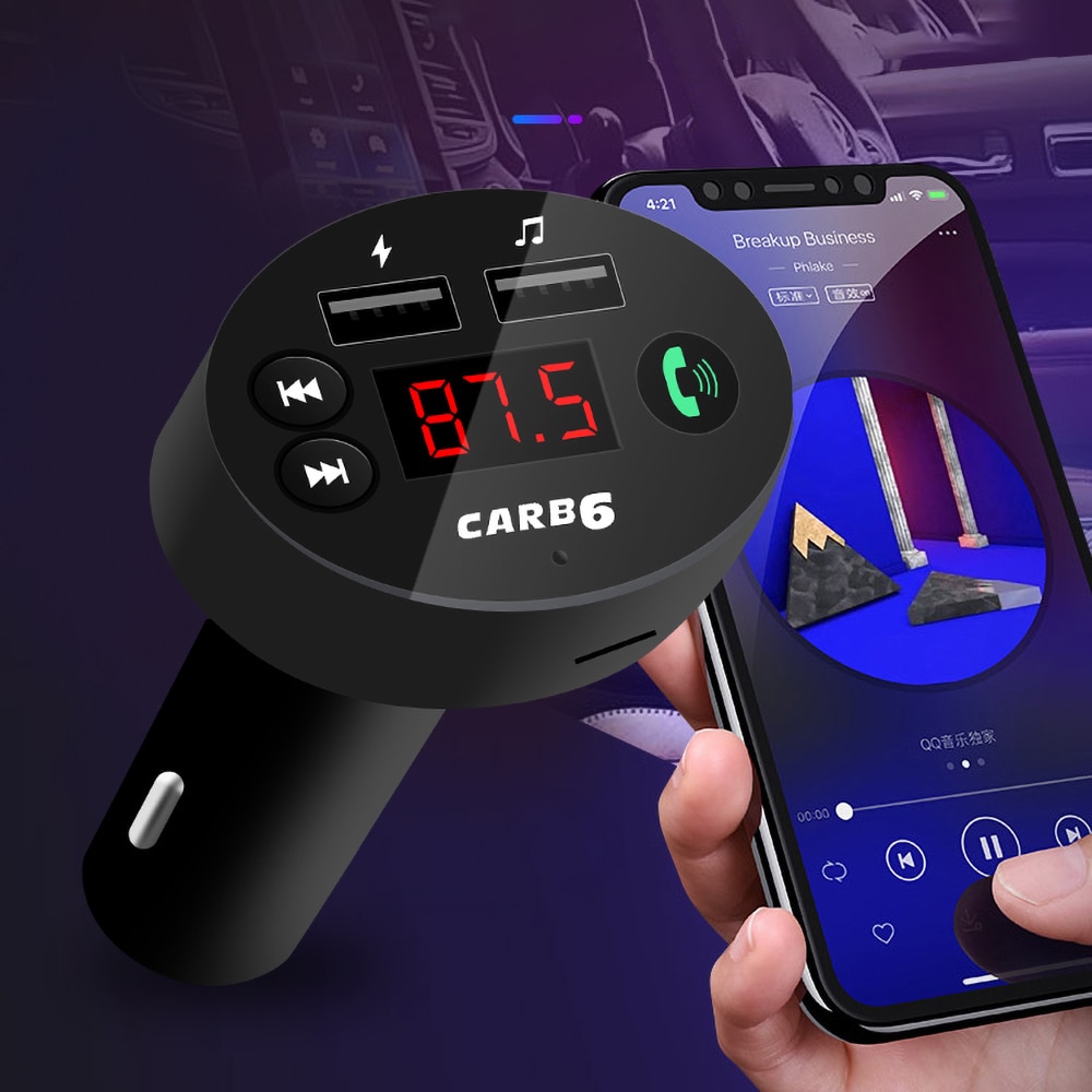 12V~24V Voice play FM Transmitter Car Bluetooth 5.0 Car MP3 Player Handsfree Car Kit TF U disk Dual USB Phone Charger Adapter