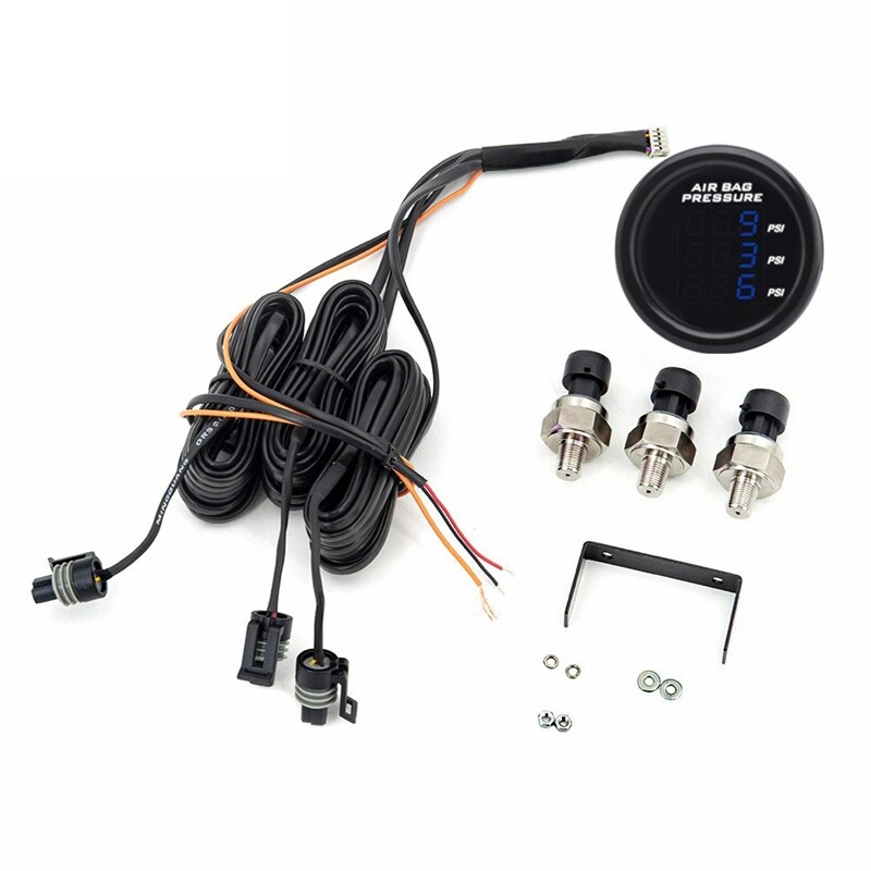 Three-Display Air Pressure Gauge PSI Air Suspension with 3Pieces 1/8NPT Electrical Sensors: Orange