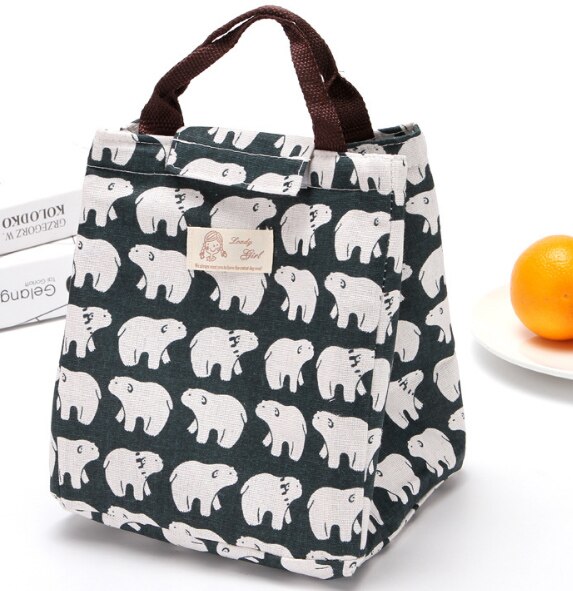 Waterdichte Lunch Tas Voor Vrouwen Kinderen Mannen Cooler Lunchbox Tas Tote Canvas Lunch Tas Fles Isolatie Pakket Draagbare: 6