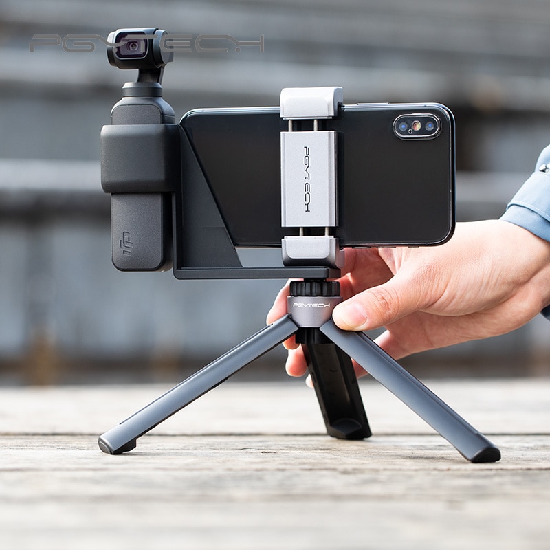 PGYTECH Phone Holder Bracket for DJI Osmo Pocket Expansion Accessories Set & Tripod Extension Rod for DJI Osmo Pocket