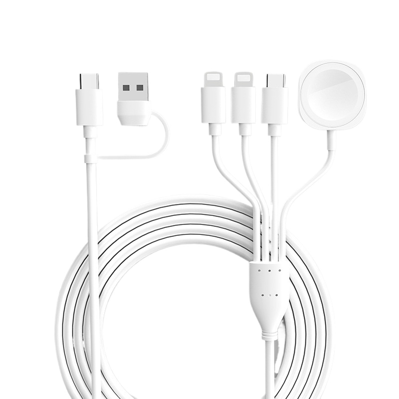 Cable de datos de carga Usb 4 en 2 para Iphone, cargador de reloj, Iphone, Cable magnético Iwatch tipo C, Cable de carga rápida de: Black Yellow