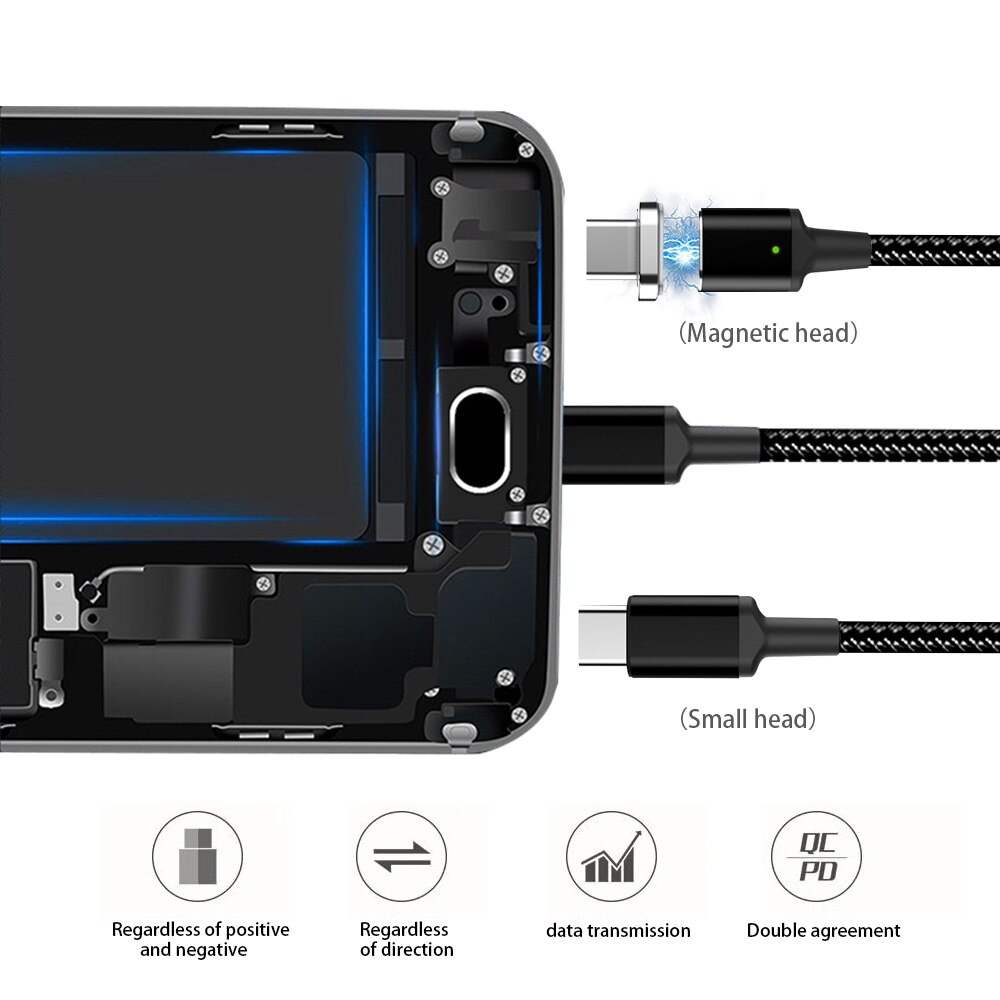 100W 5A Magnetische USB Typ C PD Kabel Super Schnelle Lade Daten Kabel 1,8 m für MacBook Pro Samsung galaxy S10 S9 Huawei P30 USB-C