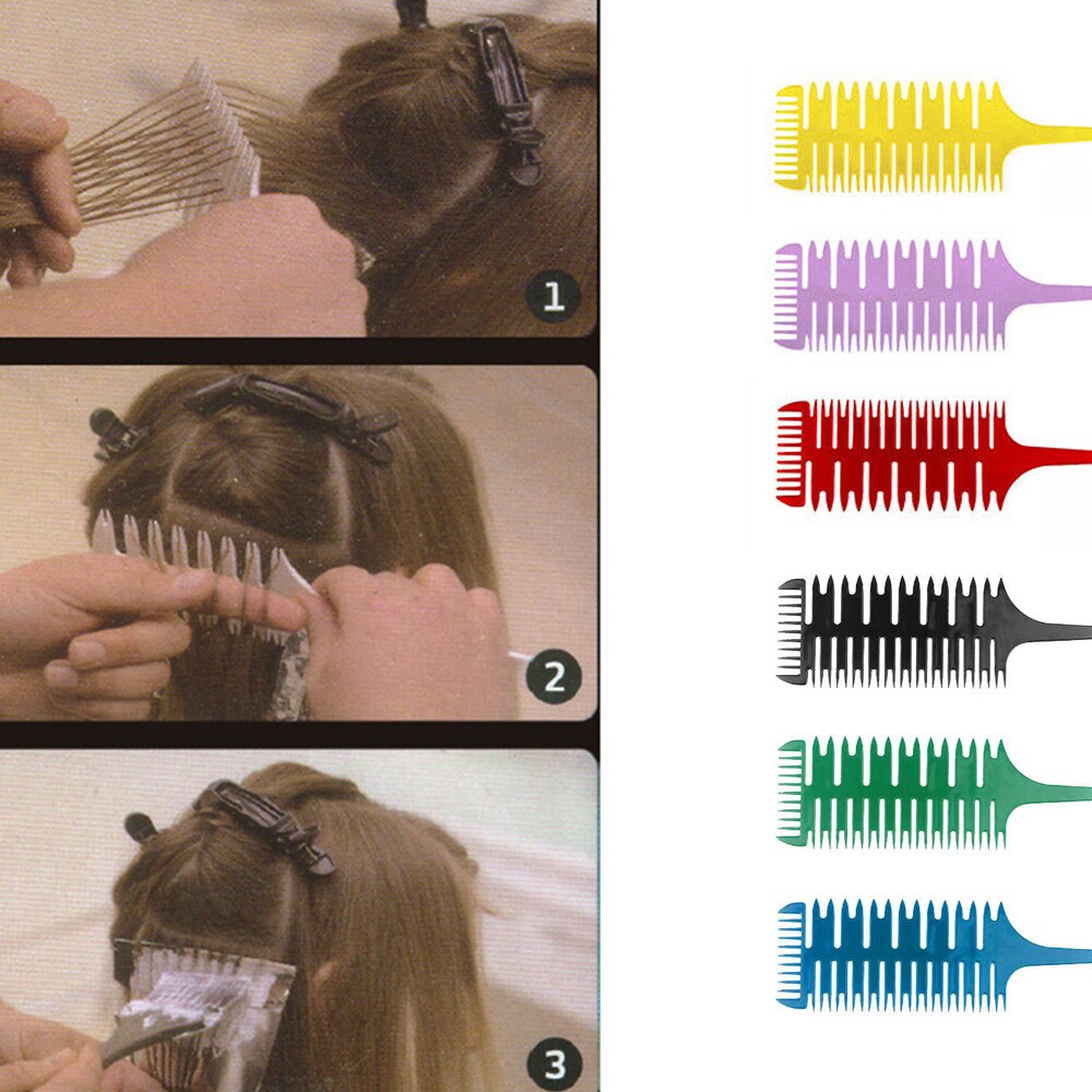 3-way Sectioning Weaving Highlighting Foiling Hair Comb Hair Dye Styling Tool Salon Hair Dyeing Comb Tool