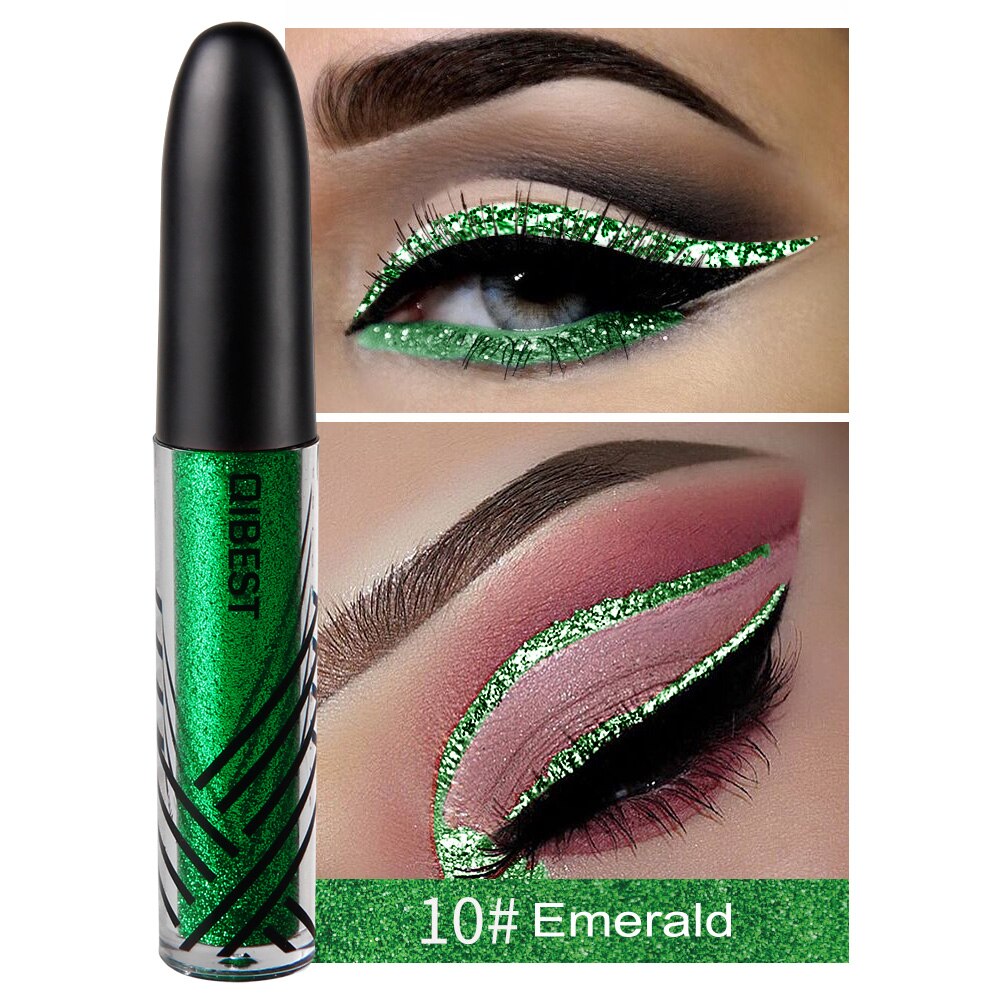 13 farver vandtæt flydende eyeliner glitter langtidsholdbar makeup eyeliner guld rød blå hvid eyeliner skinnende eyeliner: 10