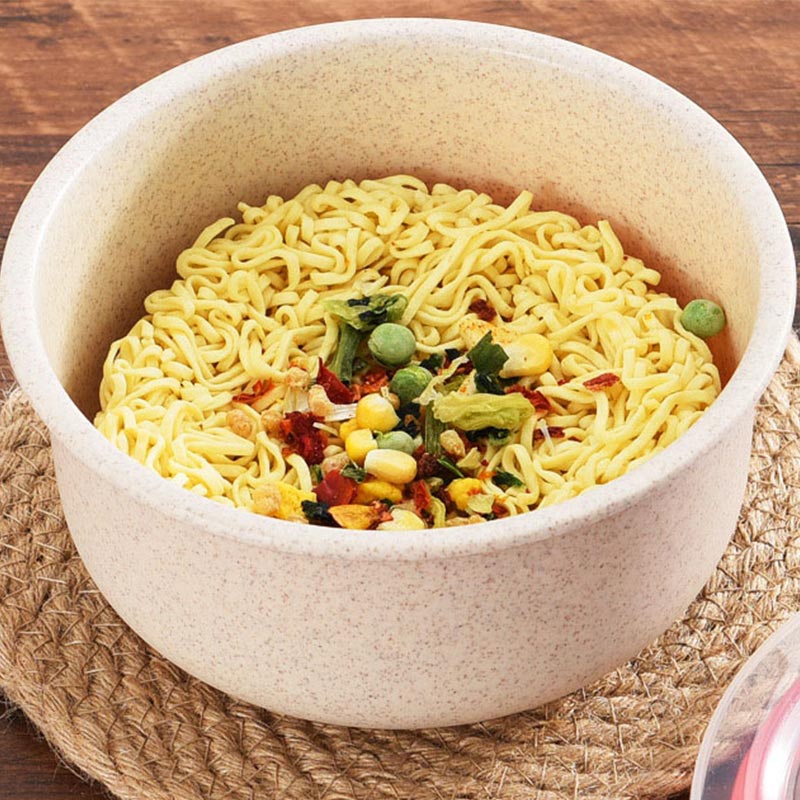 Wheat Straw Fresh-keeping Bowl Threepiece Set With Lid Round Lunch Box Can Be Microwave Sealed Bowl Kitchen Supplies Storage Box