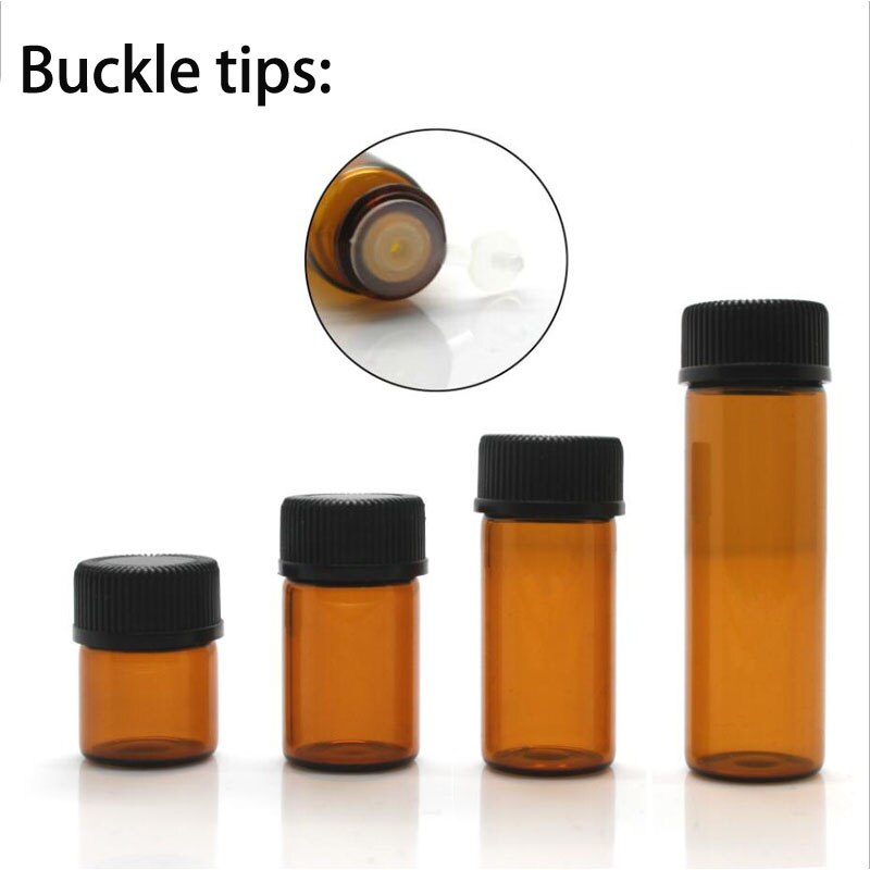 10 Stck Ätherisches Öl Bernstein Glas Fläschchen w/Unterscheiden stecker 1/2/3/5 ml Sonde dram flasche: 3ml / Schnalle Stecker