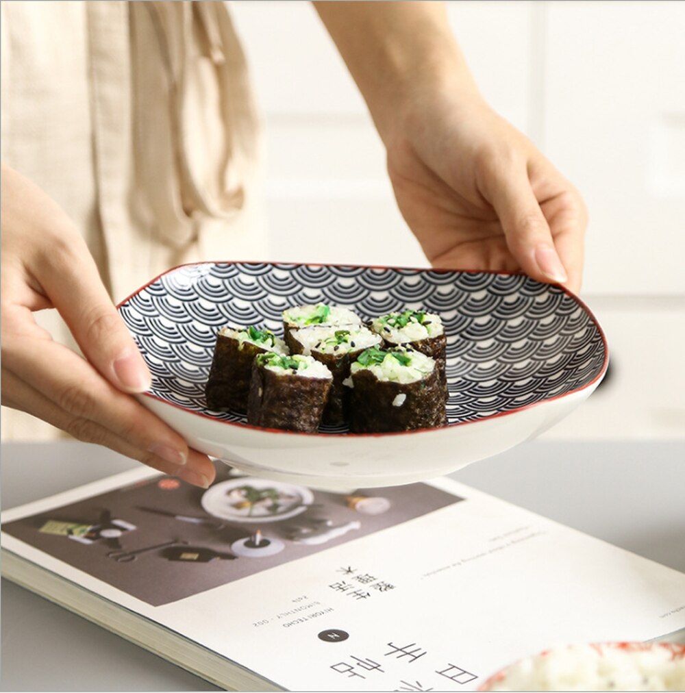 Japanese 8-inch Square Ceramic Dish Glaze Color Simple Household Serving Dish Salad Plate Dinner Plates For Kitchen Utensils