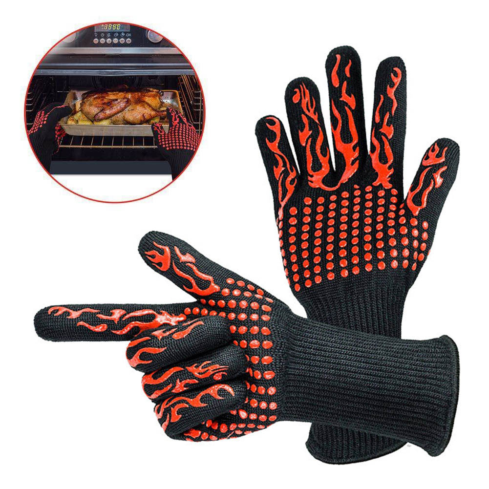 1 Paar Bbq Grillen Koken Handschoenen Extreme Hittebestendige Ovenwanten Lsf