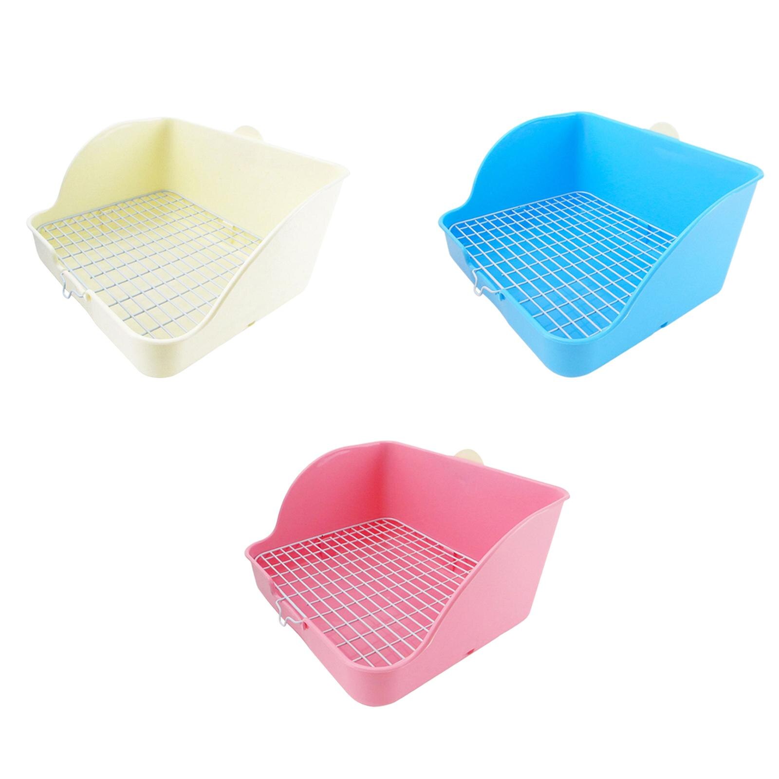 Caja de arena de plástico para conejos, ropa de cama para baño de mascotas, para hámster y conejo
