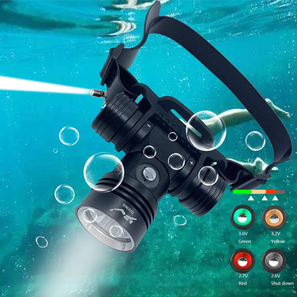 Linterna frontal de buceo impermeable, luz Led subacuática L2, 20-40 metros: L2 single head 
