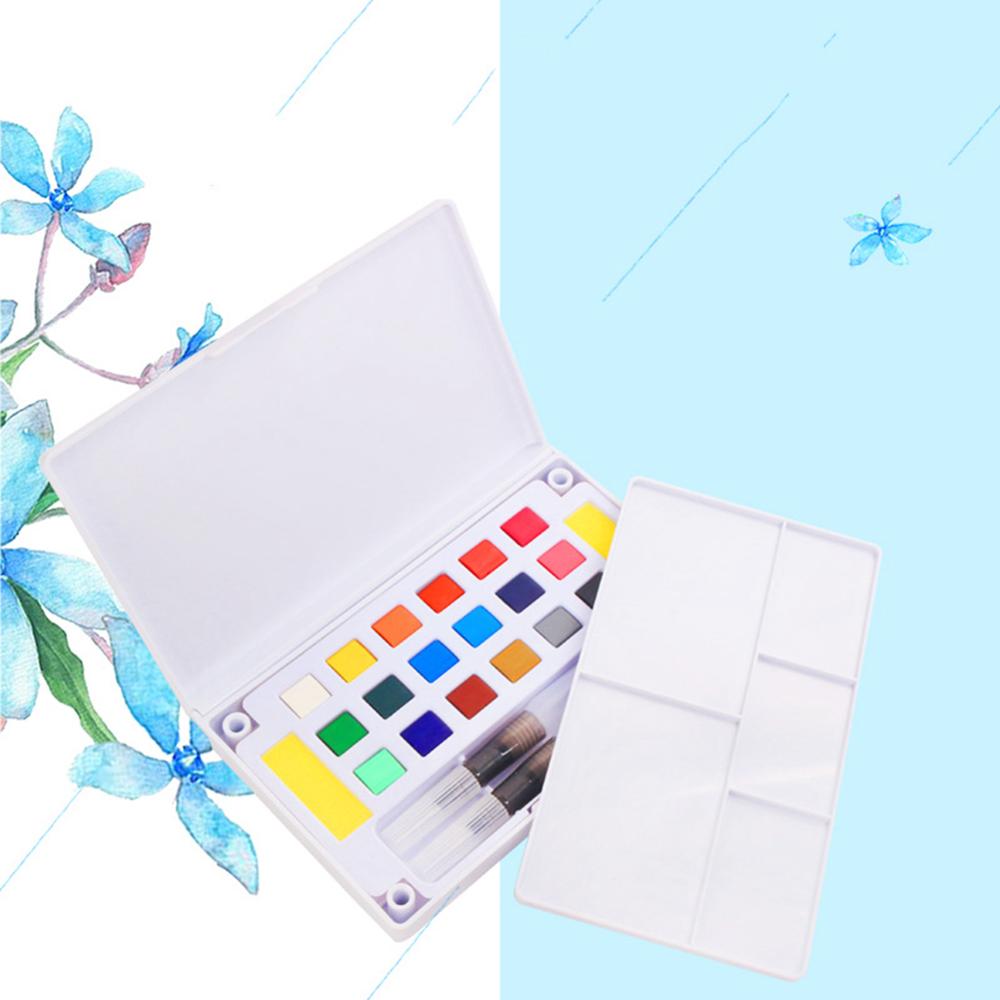 12/18/24/36 Kleuren Compressed Art Supplies Verf Set Pigment Effen Draagbare Verf Doos Afneembare Aquarel Met Borstel reizen