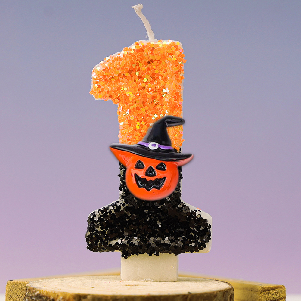 Świece urodzinowe na Halloween Jesienne dekoracje na imprezę tematyczną Halloween Żółty kolor Brokatowa świeczka urodzinowa dla dzieci: Niebieski