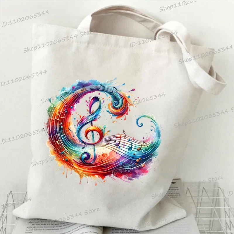 Dameshandtassen met muzieknotatie, canvas tas, grappige aquarel muzieknoot schoudertas voor tieners, zijtas voor dames: Paars