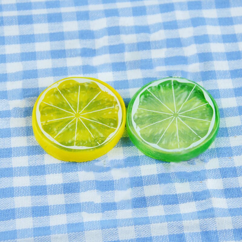 Ceramic Dish Simulation Lemon Slices & Ice Cubes for Photography Background Accessories Studio Photo Backdrops DIY Decoration: 2pcs Simulated lemon